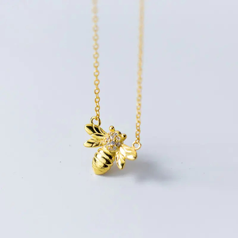 Bee Necklace, Insect Choker, Cute Animal Pendant