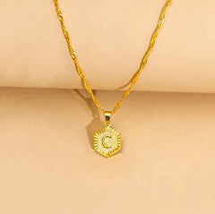 Hexagon Initial Pendant Necklace – Elegant Women's Jewelry